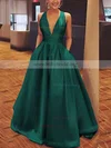 A-line V-neck Satin Floor-length Bow Prom Dresses Sale #sale020106112