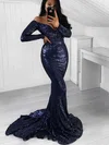Trumpet/Mermaid Off-the-shoulder Sequined Sweep Train Prom Dresses Sale #sale020106215