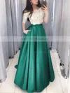Ball Gown Off-the-shoulder Lace Satin Floor-length Pockets Prom Dresses Sale #sale020106380