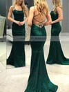 Trumpet/Mermaid Scoop Neck Silk-like Satin Sweep Train Prom Dresses Sale #sale020106395