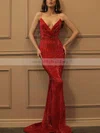 Trumpet/Mermaid V-neck Sequined Sweep Train Prom Dresses Sale #sale020106503