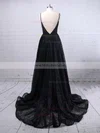 Ball Gown V-neck Glitter Sweep Train Pockets Prom Dresses Sale #sale020106505