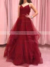 Princess V-neck Glitter Floor-length Cascading Ruffles Prom Dresses Sale #sale020106511
