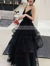 Princess V-neck Glitter Floor-length Cascading Ruffles Prom Dresses Sale #sale020106511