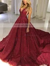 Ball Gown V-neck Glitter Sweep Train Prom Dresses Sale #sale020106536