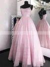A-line Square Neckline Glitter Sweep Train Pockets Prom Dresses Sale #sale020106947