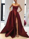 A-line Strapless Satin Sweep Train Sashes / Ribbons Prom Dresses Sale #sale020106959
