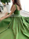 A-line Sweetheart Satin Sweep Train Bow Prom Dresses Sale #sale020107557