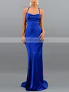 Trumpet/Mermaid Cowl Neck Silk-like Satin Sweep Train Prom Dresses Sale #sale020107828