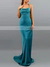 Trumpet/Mermaid Cowl Neck Silk-like Satin Sweep Train Prom Dresses Sale #sale020107828