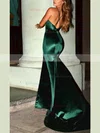 Trumpet/Mermaid V-neck Silk-like Satin Sweep Train Split Front Prom Dresses Sale #sale020107836
