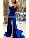 A-line Cowl Neck Glitter Sweep Train Split Front Prom Dresses Sale #sale020107871