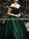 Ball Gown Off-the-shoulder Satin Sweep Train Beading Prom Dresses Sale #sale020107936