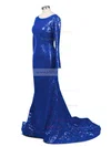 Trumpet/Mermaid Scoop Neck Sequined Sweep Train Prom Dresses Sale #sale02016266