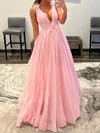 Ball Gown/Princess Floor-length V-neck Organza Flower(s) Prom Dresses #Milly020108006