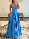 A-line Floor-length Square Neckline Satin Pockets Prom Dresses #Milly020108024