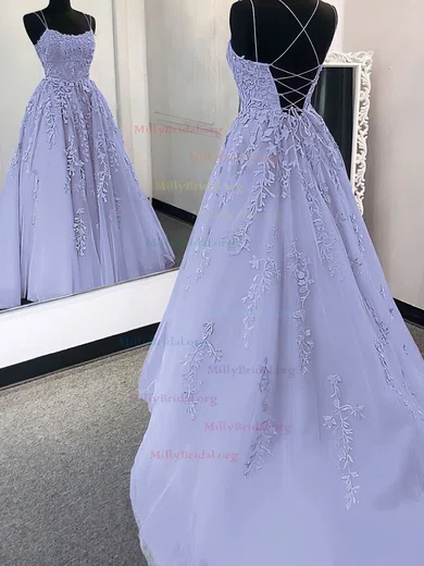 Embroidery Scoop Lace Sweep Train Prom Dress Embroidery Scoop Lace Sweep Train Prom Dress