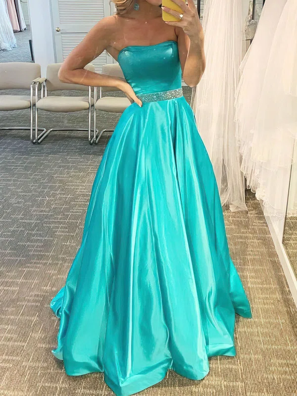 Ball Gown Satin Strapless Prom Dresses With Beading #Milly020108033