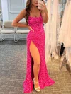 Sheath/Column Scoop Neck Sequined Sweep Train Split Front Prom Dresses #Milly020108039