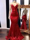 Trumpet/Mermaid V-neck Sequined Sweep Train Prom Dresses S020108040