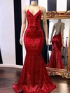 Trumpet/Mermaid V-neck Sequined Sweep Train Prom Dresses S020108040