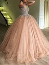 Ball Gown/Princess Floor-length V-neck Tulle Beading Prom Dresses #Milly020108048