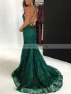 Trumpet/Mermaid V-neck Lace Sweep Train Prom Dresses #Milly020108073