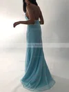 Sheath/Column V-neck Chiffon Sweep Train Appliques Lace Prom Dresses #Milly020108074