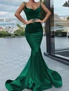 Dark Green Mermaid V-neck Satin Prom Dresse #Milly020108079