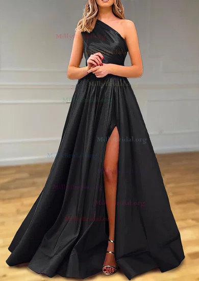 Mint One Shoulder Satin High Low Ruched Prom Dress Mint One Shoulder Satin High Low Ruched Prom Dress