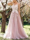 Ball Gown/Princess Sweep Train Illusion Tulle Appliques Lace Prom Dresses #Milly020108110
