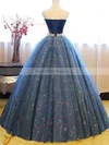 Ball Gown Strapless Tulle Sweep Train Beading Prom Dresses #Milly020108118