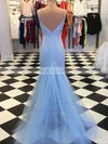 Trumpet/Mermaid V-neck Tulle Sweep Train Prom Dresses #Milly020108123