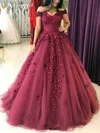 Ball Gown/Princess Floor-length Off-the-shoulder Tulle Flower(s) Prom Dresses #Milly020108130
