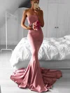 Trumpet/Mermaid Strapless Stretch Crepe Sweep Train Prom Dresses #Milly020108143