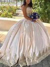 Ball Gown/Princess Sweep Train Sweetheart Satin Beading Prom Dresses #Milly020108150