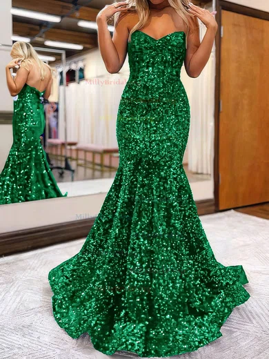 Velevt Sequin Dark Green Trumpet Mermaid Prom Dress Velevt Sequin Dark Green Trumpet Mermaid Prom Dress