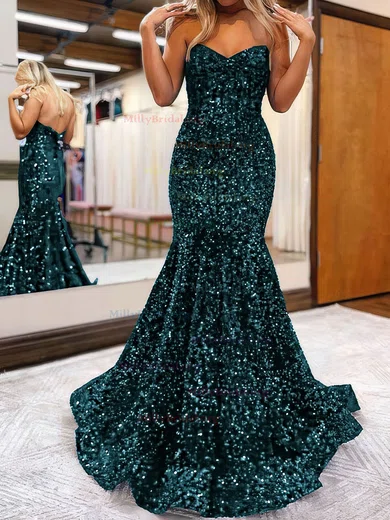 Sequin Sweetheart Blue Trumpet Mermaid Prom Dress With Slit Sequin Sweetheart Blue Trumpet Mermaid Prom Dress With Slit