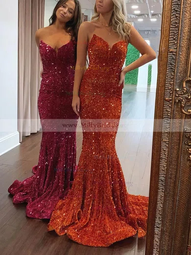 Red Velvet Mermaid Prom Dresses