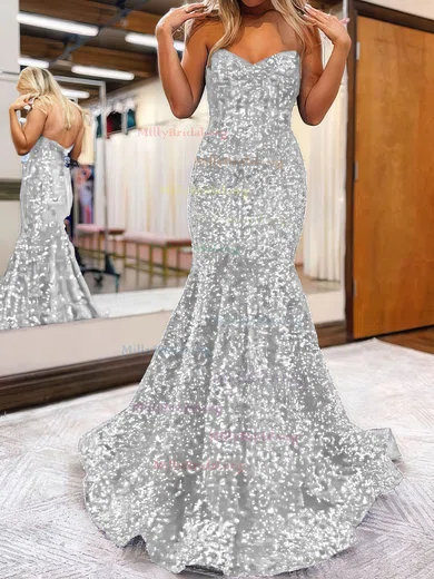 Silver Trumpet Mermaid Sequin Prom Dress