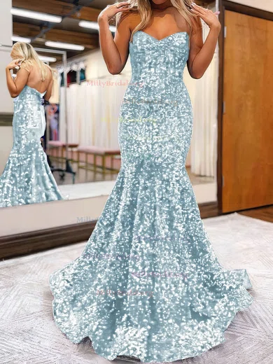 Sequin Trumpet Mermaid Silver Sweetheart Flower Prom Dress Sequin Trumpet Mermaid Silver Sweetheart Flower Prom Dress