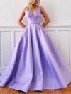 Ball Gown/Princess Sweep Train V-neck Satin Sleeveless Simple Prom Dress #Milly020108180