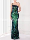 Trumpet/Mermaid One Shoulder Sequined Sweep Train Prom Dresses #Milly020108185
