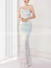 Trumpet/Mermaid One Shoulder Sequined Sweep Train Prom Dresses #Milly020108185