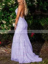 Trumpet/Mermaid Square Neckline Lace Tulle Sweep Train Appliques Lace Prom Dresses #Milly020108233