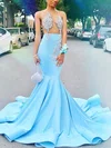 Trumpet/Mermaid Scoop Neck Stretch Crepe Sweep Train Beading Prom Dresses #Milly020108272