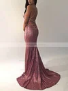 Trumpet/Mermaid V-neck Sequined Sweep Train Prom Dresses #Milly020108287