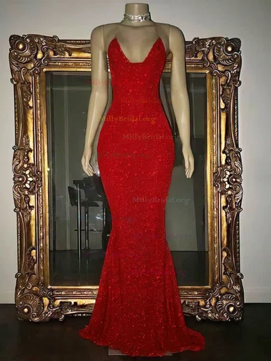 Red Long Sleeves Scoop Trumpet Mermaid Sparkle Sequin Prom Dress Red Long Sleeves Scoop Trumpet Mermaid Sparkle Sequin Prom Dress