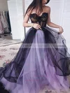 A-line Sweetheart Tulle Sweep Train Appliques Lace Prom Dresses #Milly020108433