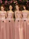 A-line Off-the-shoulder Tulle Silk-like Satin Ankle-length Appliques Lace Prom Dresses #Milly020108459